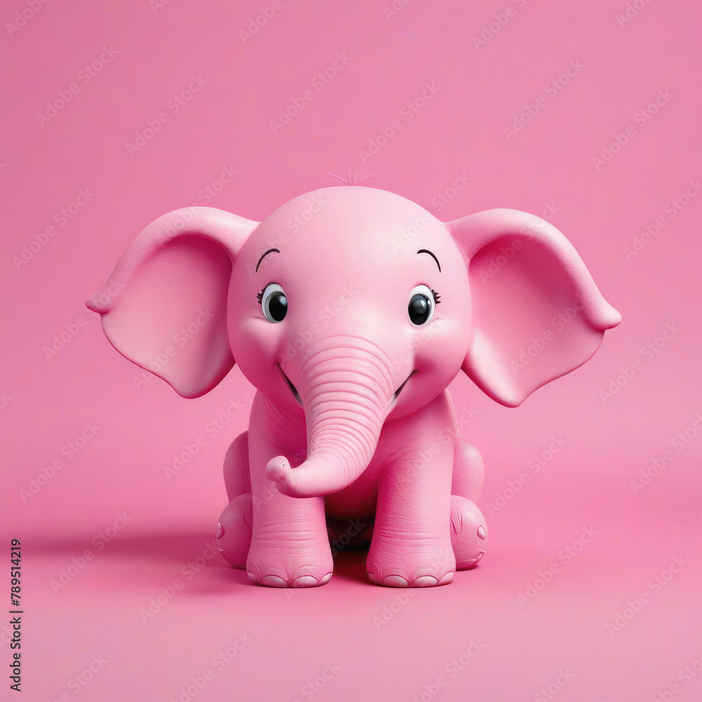 The pink elephant smiles. Illustration on a pink background for design. The pink elephant smiles. Illustration on a pink background for design.