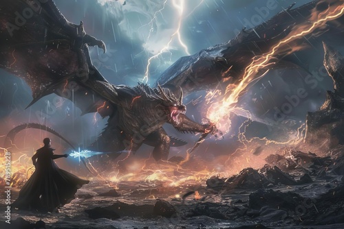 epic fantasy battle scene dark lord defeated by light digital concept art photo