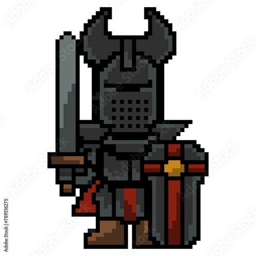 Obraz na płótnie Dark knight king pixel art character illustration for retro game