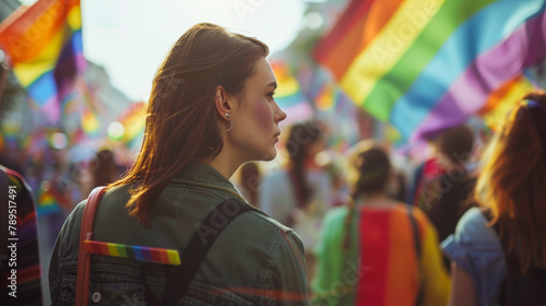 Transgender Presence at Gay Pride with Colorful Background Scene 