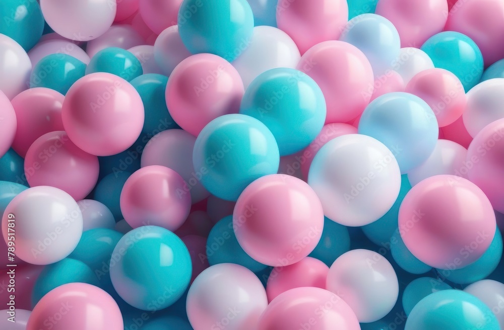 Flat lay of many abstract inflatable bubbly 3d curves and lines, pastel colors.