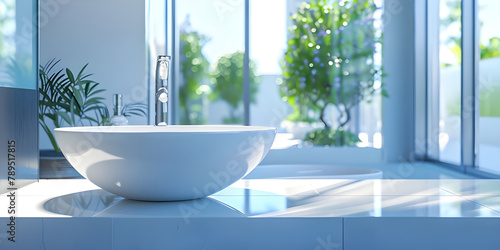 Beautiful Luxury bathroom interior with sink background - Ai Generated