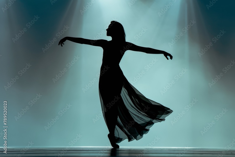 Solo Dancer's Silhouette, Ethereal Stage Lighting