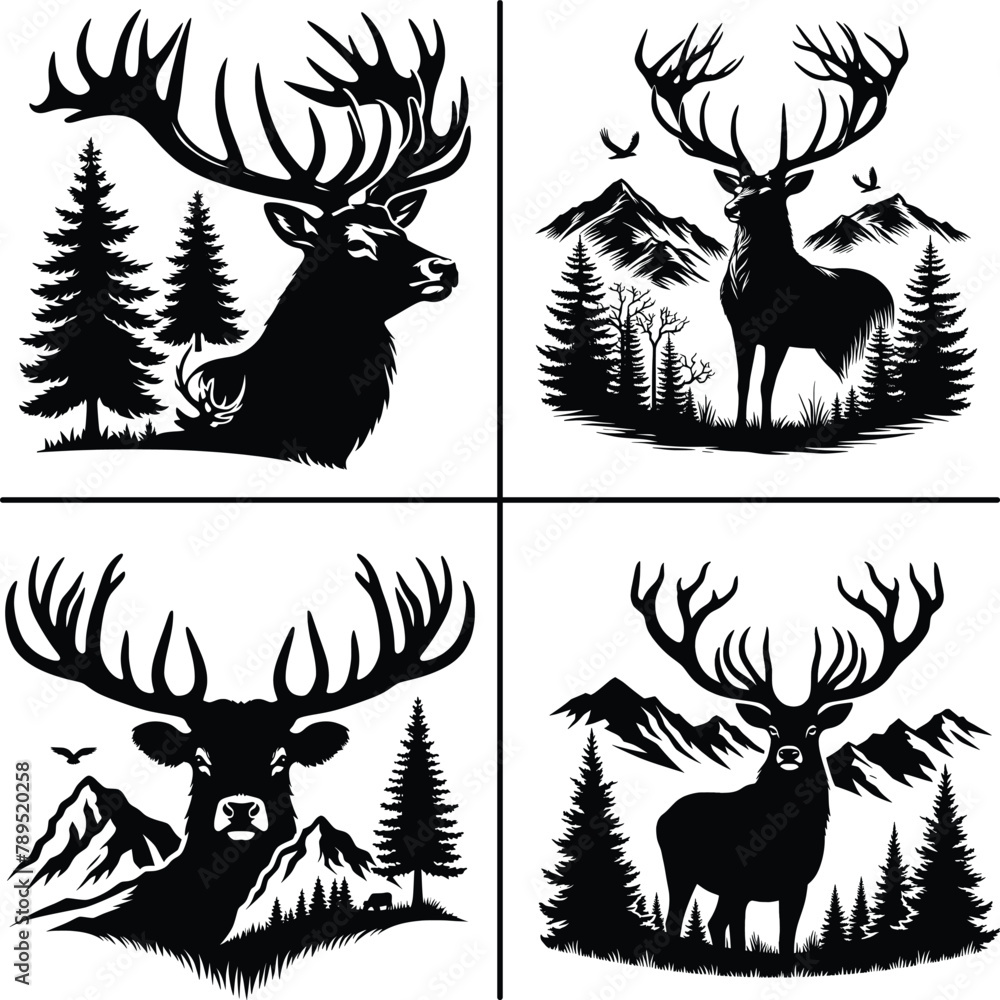 Naklejka premium Deer Head SVG , Deer Hunting SVG , Cut File , Cricut file, deer Vector, Silhouette , Hunting Dad SVG, Hunter Svg , vector file