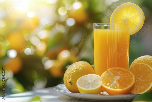 fresh squeezed natural citrus juice healthy drink concept