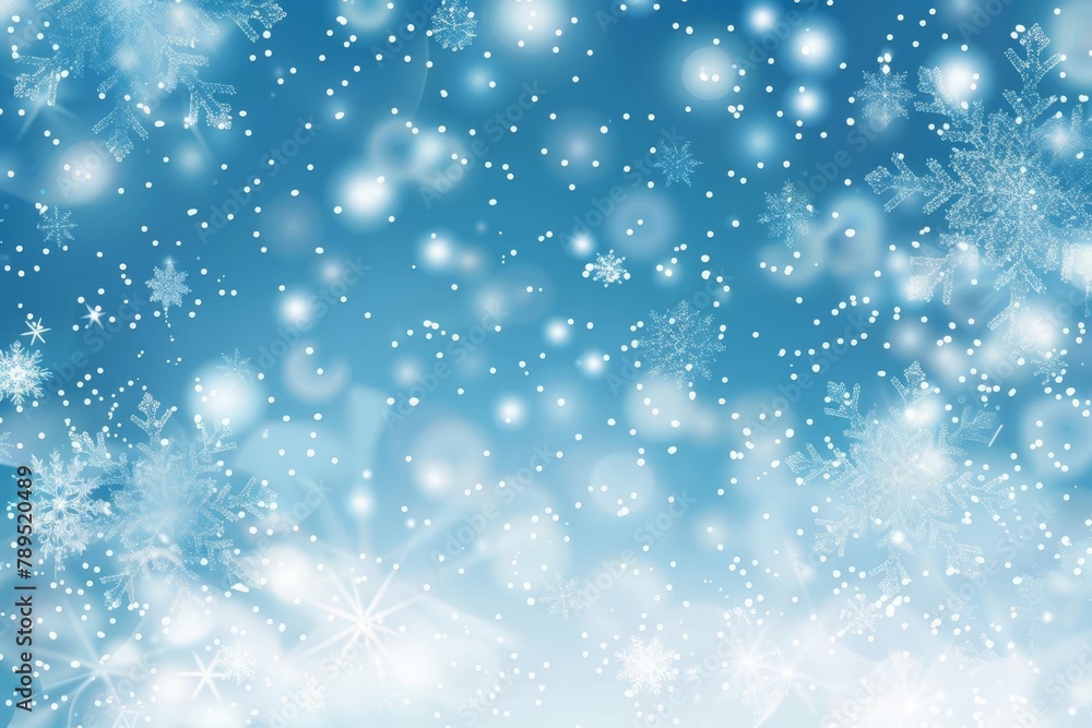 frosty blue background with gently falling snowflakes serene winter backdrop abstract vector illustration
