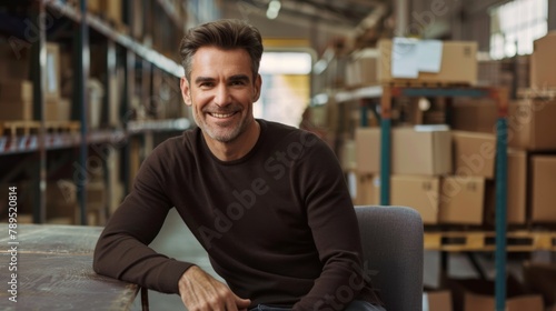 Confident Man in Warehouse Setting