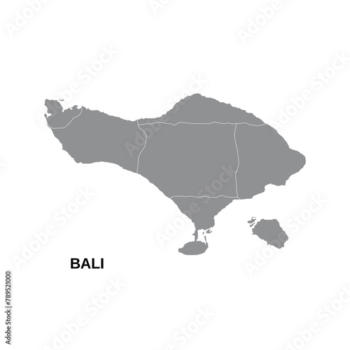 Bali island vector illustration. Bali cartographic drawing on white background, vector.