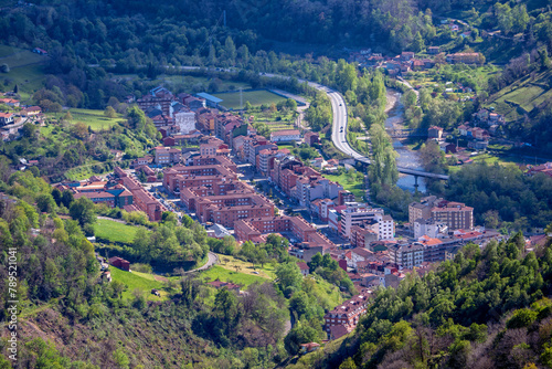 View of the city of Blimea in Asturias, Spain. photo