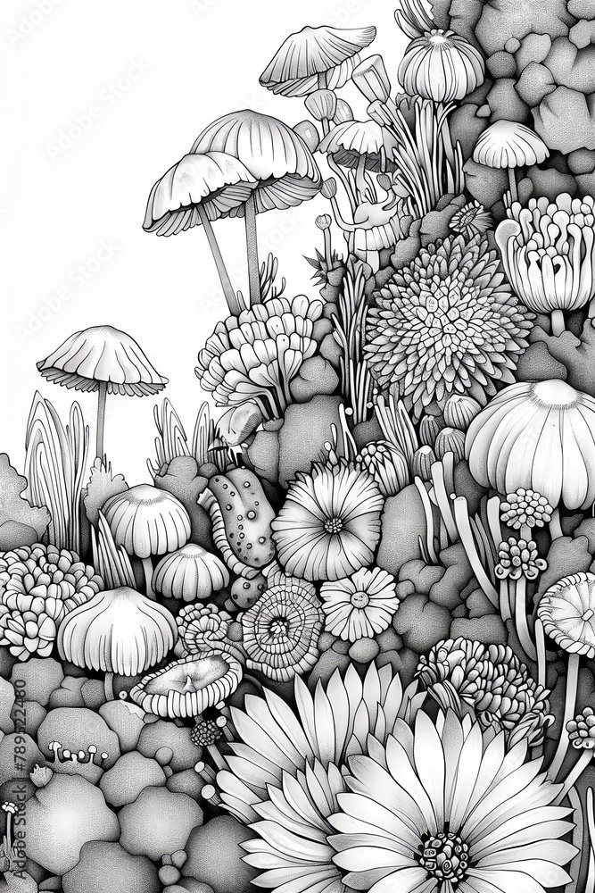 Illustrate an underwater landscape featuring otherworldly plants and ...