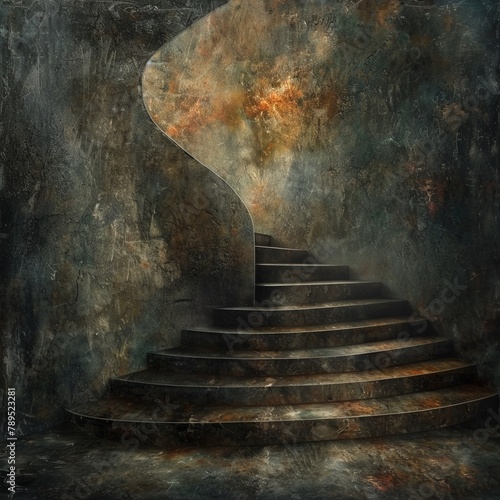 A staircase winding into oblivion, with footsteps echoing, leading nowhere and everywhere,
