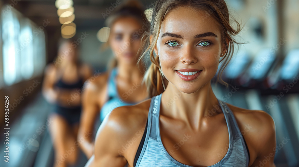 Portrait of a beautiful young woman in the gym. 