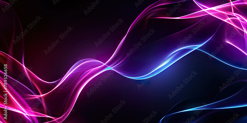 Obraz premium Black background neon line