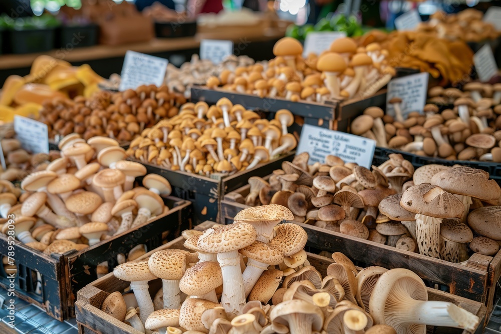 Farm-to-Table: Exotic Mushrooms at a Market Stand