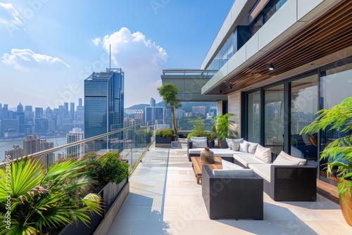 Luxury Rooftop Terrace with City Skyline View