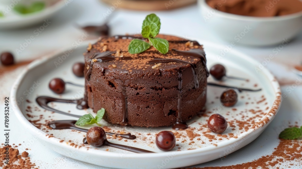 Decadent chocolate mousse cake with chocolate drizzle and mint garnish perfect for dessert menus
Decadent chocolate mousse cake with chocolate drizzle and mint garnish perfect for dessert menus