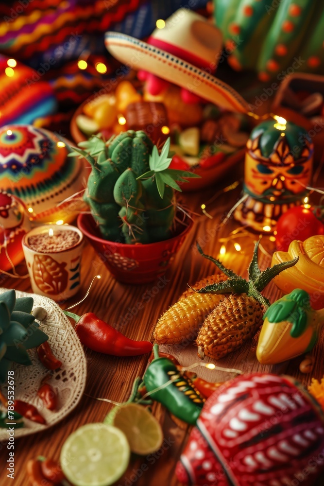Colorful Mexican Decorations Adorning a Table