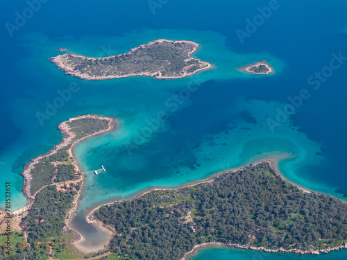 Turqouise Sea in the Sedir Island Drone Photo, Ula Marmaris, Mugla Turkiye (Turkey) photo