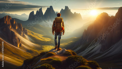 Elevated Euphoria: A Backpacker's Delight Atop a Serene Mountain Vista � Perfect for Inspiring Adventure