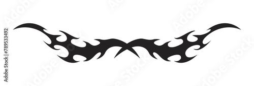 Neo tribal heart y2k aesthetic tattoo gothic cover, fire or wings abstract silhouette isolated on background. Divider, border, cyber body ornament, neotribal web goth decoration