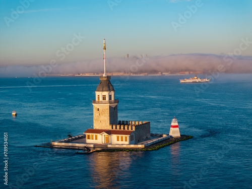 Photography New Maiden's Tower (Yeni Kiz Kulesi) Drone Photo, Uskudar Istanbul, Turkiye (Tur