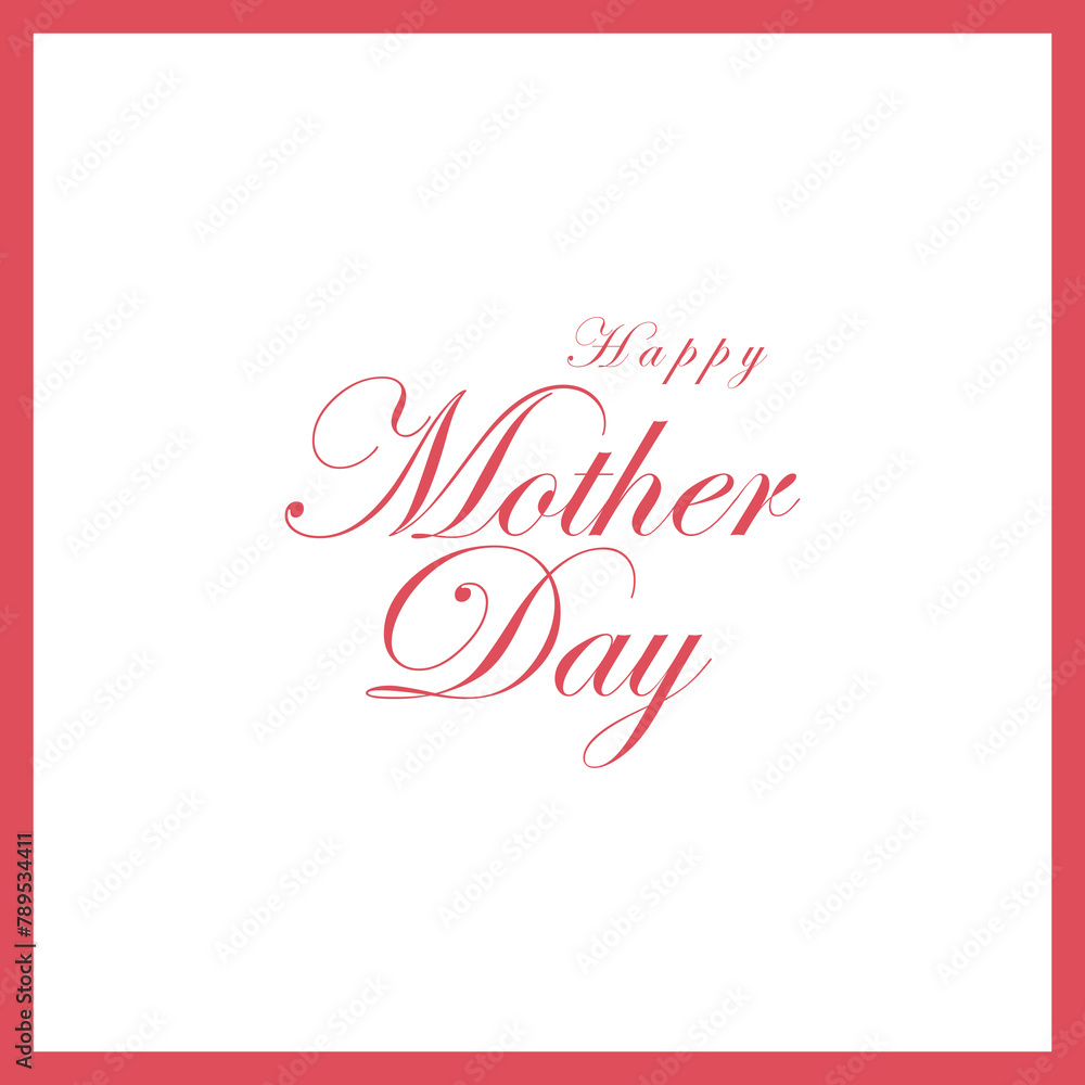 Happy Mother's Day Vector Greeting Card Design Template. Mother's Day gift card design in pink color shades. Editable EPS file.