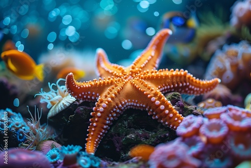 Vivid starfish in a mesmerizing sea environment © gearstd
