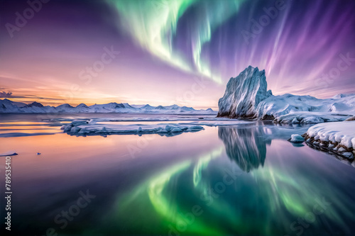 Spettacolo Artico- Aurora Viola Riflessa sul Mare Invernale