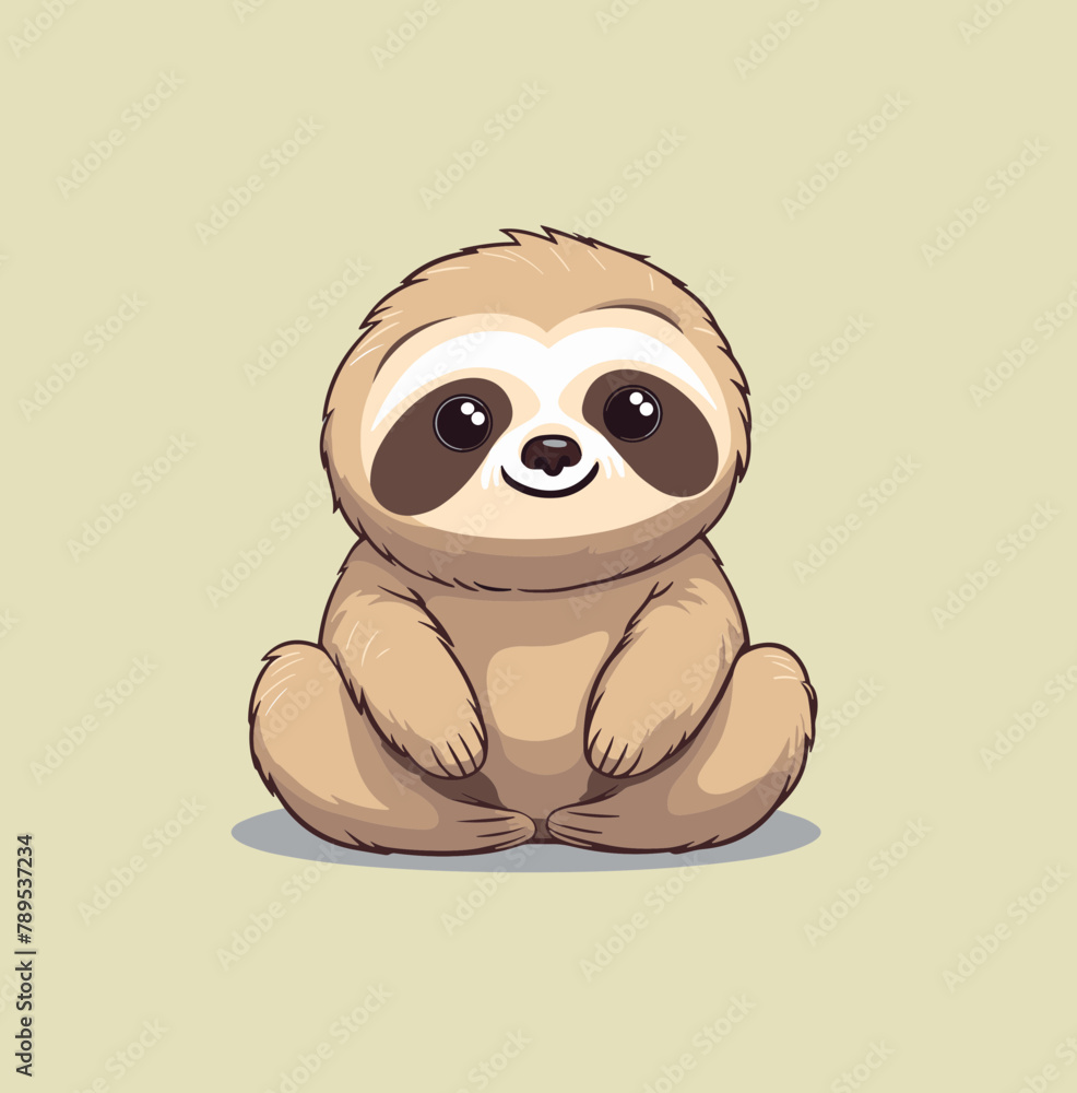 Obraz premium cute chibi sloth character mascot colorful Illustration