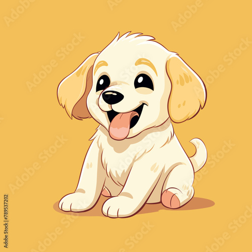 cute happy playful retriever cartoon style illustration