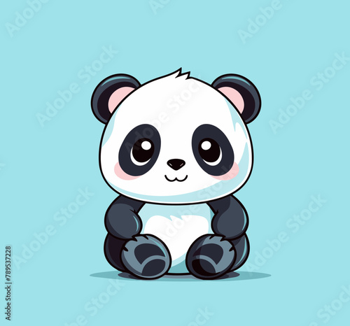 cute chibi panda character mascot colorful Illustration