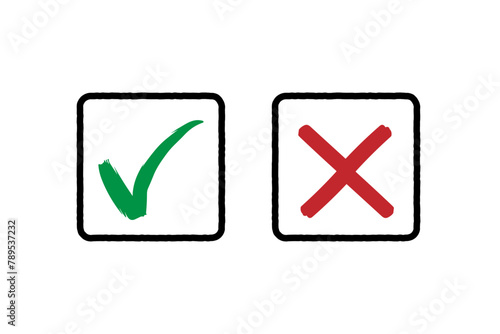 checked checkbox design elements with green check mark and red tick mark