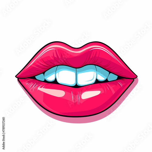 vibrant isolated pop-art style illustration of isolated woman lips