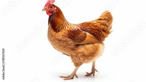 brown chicken hen s entire body standing against a white background