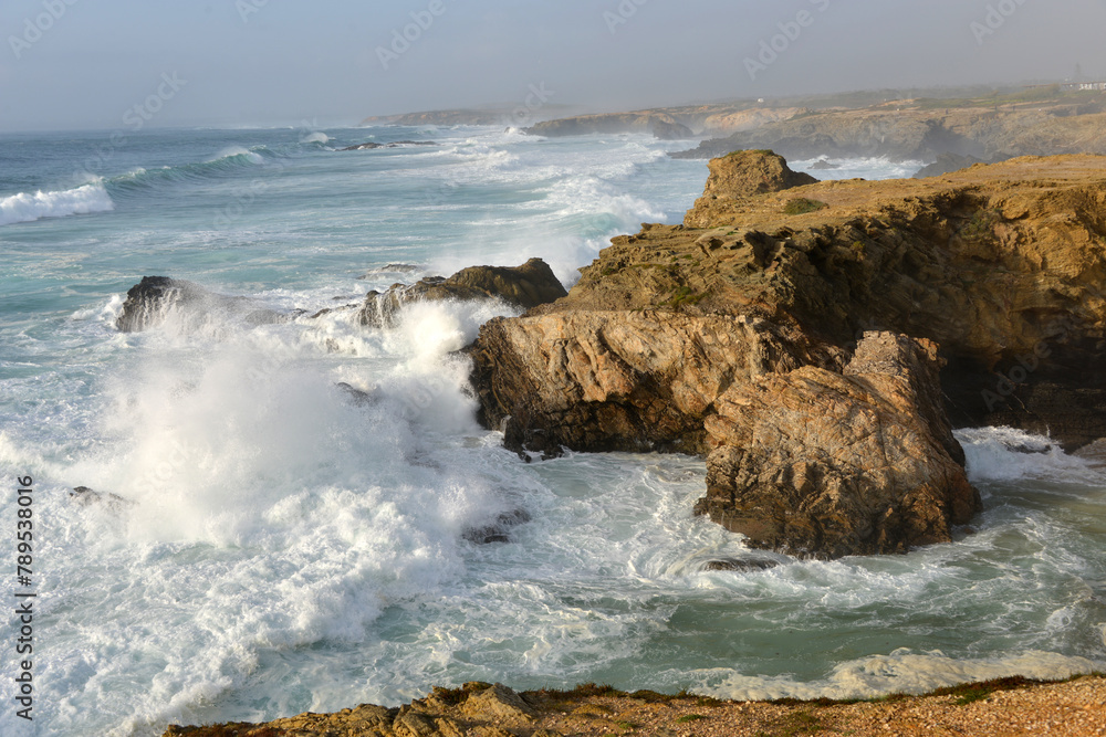 waves at the coast of Porto Covo in Alentejo, Portugal