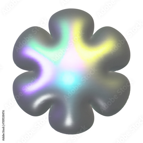 3d metal holographic y2k element - flower with glossy chrome effect. Trendy y2k vector illustration