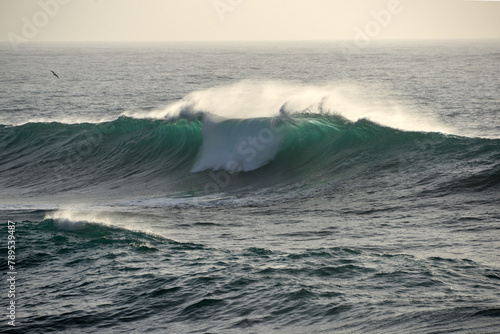 big breaking wave in at the coast of Portugal