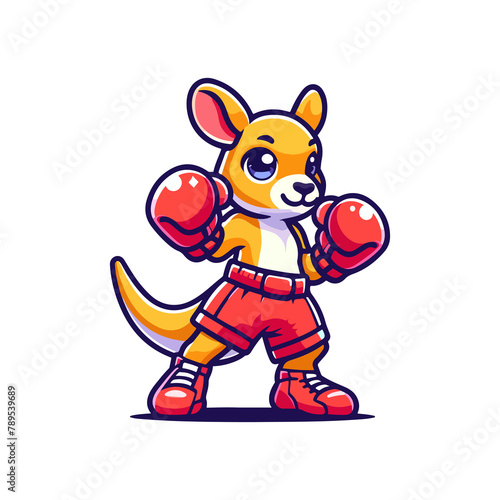 cute icon character kangaroo boxer