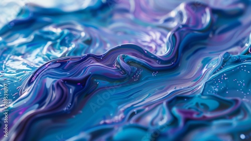 Waves of vibrant blue, purple, and turquoise cascade across the image, creating a captivating sense of movement and fluidity
