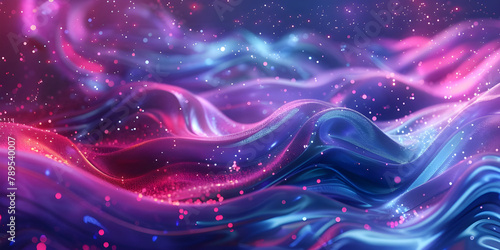Vibrant Neon Waves Backdrop, Luminous Fluid Motion Background, Neon Flowing Waves Scene - Ai Generated