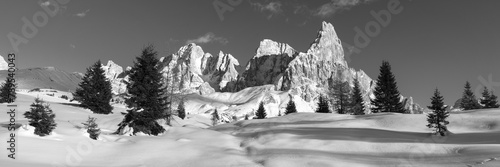 Punta Rolle Passo Rolle in Winter Dolomites Italy Black and whit photo