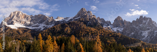 San Martino di Castrozza Mountians Passo Rolle in Autumn Italy photo