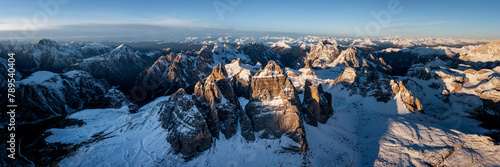 Tre cime di lavaredo Italian Dolomites Aerial photo