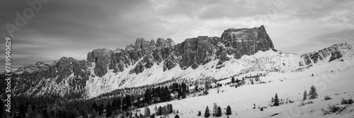 Lastoni di Formin Dolomia Passo Giau Italian Dolomites Black and white photo