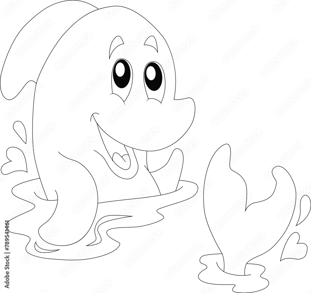 Fototapeta premium cute dolphin coloring page for kids