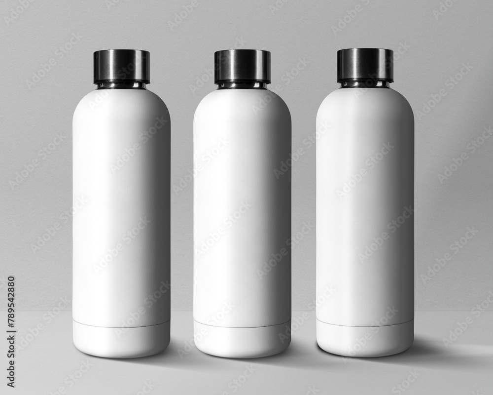 Bottle png mockup in stainless steel in minimal design Bottle png mockup in stainless steel in minimal design