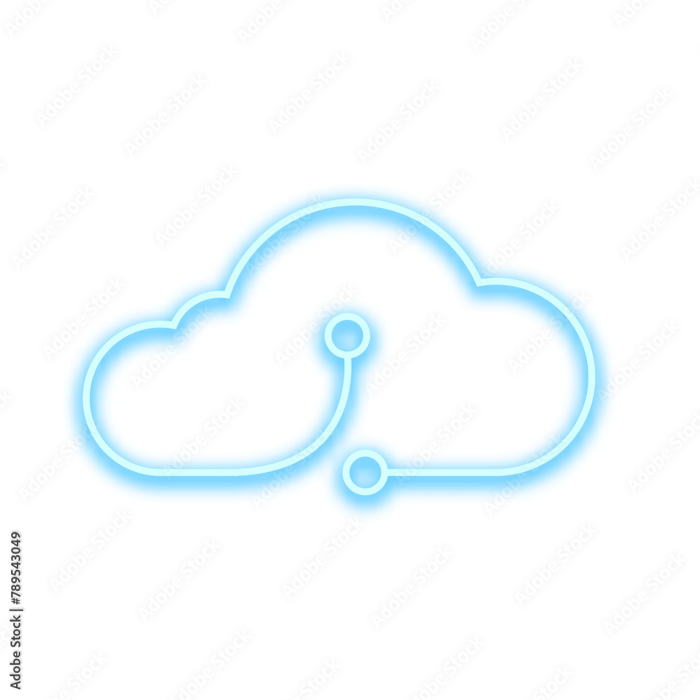 Blue neon cloud icon png design element Blue neon cloud icon png design element
