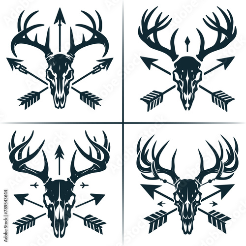 Deer Bow Hunting , Deer Skull Vector, Deer Head Vector , Bow Hunter T-Shirt Decal Gift ,  Silhouette Vector , Archery , Hunting Dad , Deer Hunting