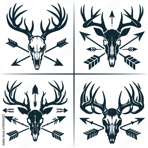 Deer Bow Hunting , Deer Skull Vector, Deer Head Vector , Bow Hunter T-Shirt Decal Gift ,  Silhouette Vector , Archery , Hunting Dad , Deer Hunting