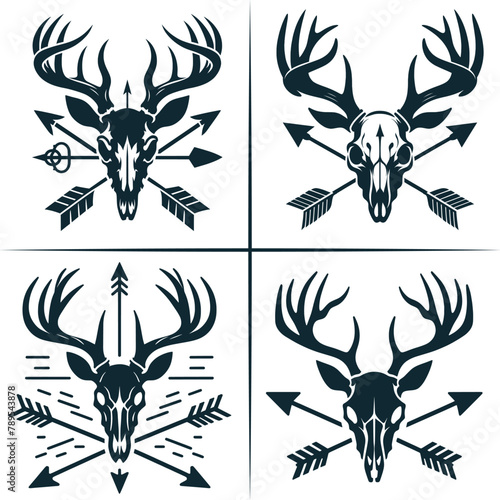 Deer Bow Hunting , Deer Skull Vector, Deer Head Vector , Bow Hunter T-Shirt Decal Gift ,  Silhouette Vector , Archery , Hunting Dad , Deer Hunting
